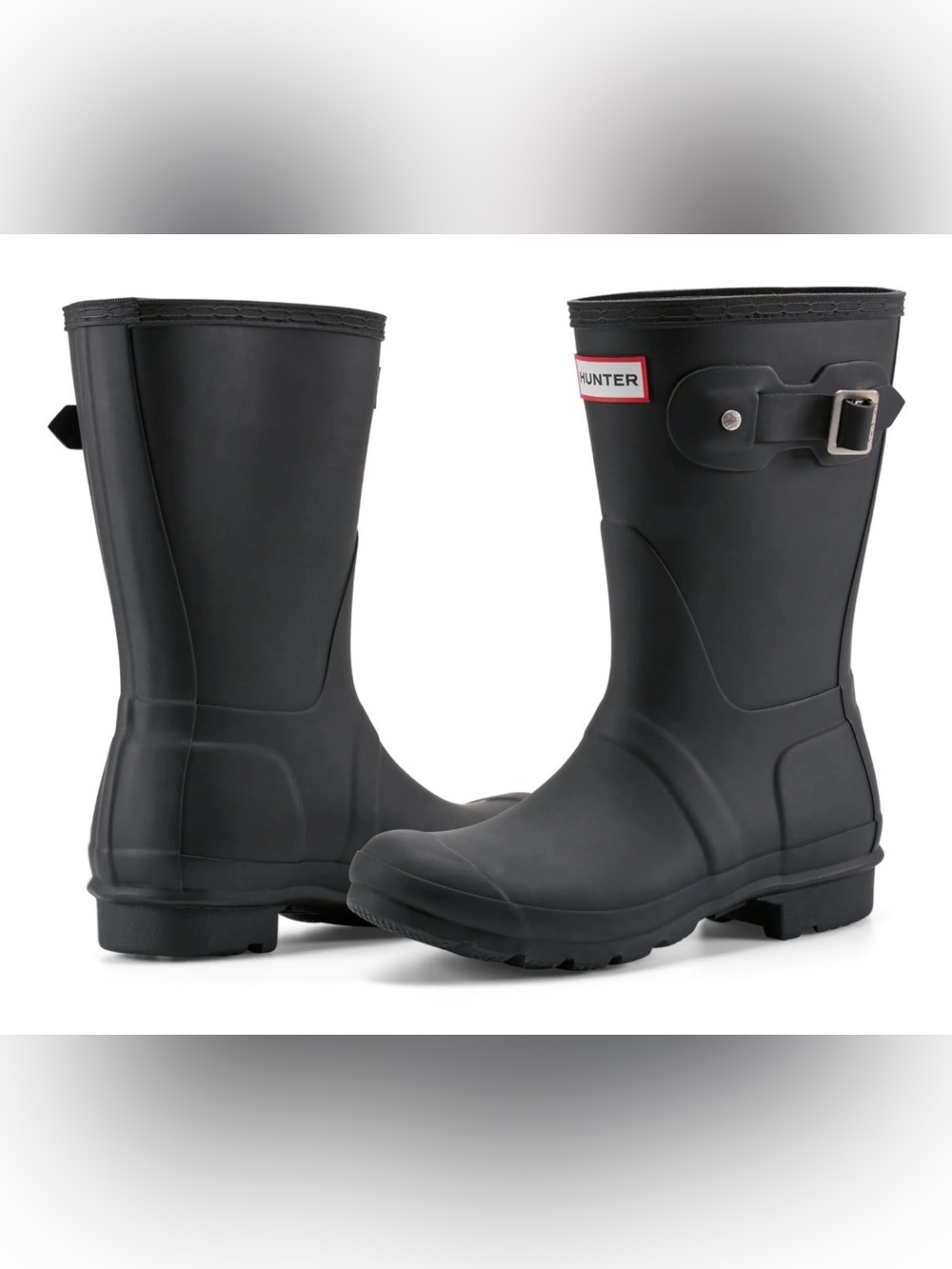 Hunter women’s original short black adjustable rain boots in matte size 8 $189
